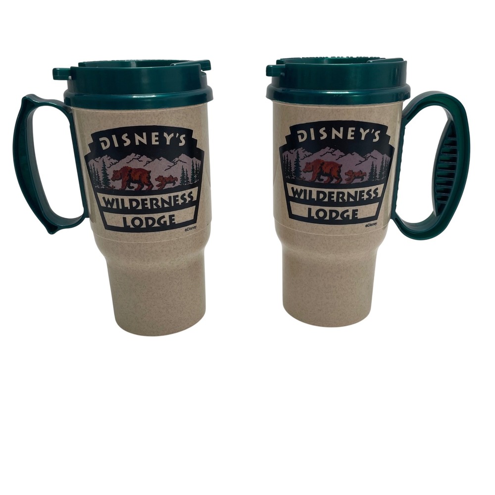 Disney Wilderness Lodge Travel Mug Set of 2 Whirley Souvenir Plastic Coca-cola